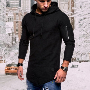Men'S Casual Hooded Solid Color Zipper Sweatshirts