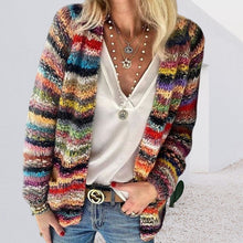 Load image into Gallery viewer, Women&#39;s Rainbow Striped Cardigan
