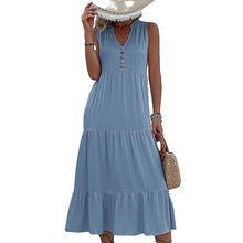 Load image into Gallery viewer, Button Detail Layered Hem Smock Dress
