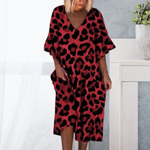 Load image into Gallery viewer, Leopard Print V-Neck Loose Dress
