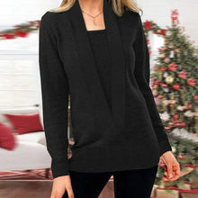 Load image into Gallery viewer, Women&#39;s V Neck Long Sleeve Knit Sweater
