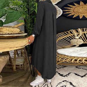 Women's Solid Color Long Sleeve Casual Denim Dress