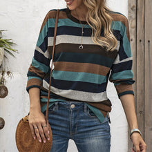 Load image into Gallery viewer, Round Neck Striped All-match Sweatshirt
