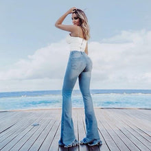 Load image into Gallery viewer, Denim High-waist Ripped Trousers
