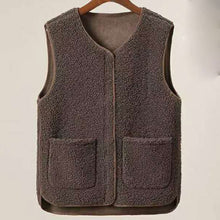 Load image into Gallery viewer, Ladies Faux Sherpa Sleeveless V-Neck Vest
