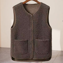 Load image into Gallery viewer, Ladies Faux Sherpa Sleeveless V-Neck Vest
