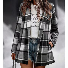 Load image into Gallery viewer, Check Print Long Sleeve Pocket Wool Jacket
