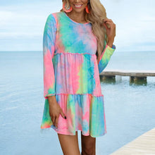 Load image into Gallery viewer, Tie-dye Printed Long-sleeve Panelled Dress
