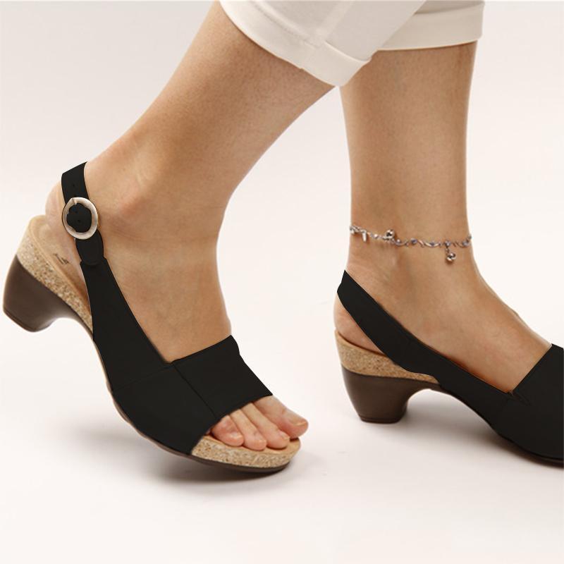Women Elegant Low Chunky Heel Comfy Sandals