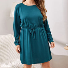 Load image into Gallery viewer, Crew Neck Drawstring Dress
