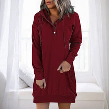Load image into Gallery viewer, Solid Color Mid-length Hooded Sweater
