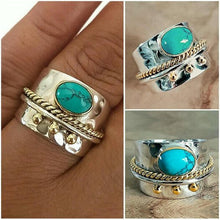 Load image into Gallery viewer, Withinhand Sterling Silver Turquoise Wide Band Ring
