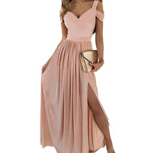 Load image into Gallery viewer, Off-the-shoulder V-neck Slit Dress
