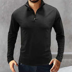 High-neck Long-sleeved Zippered T-shirt