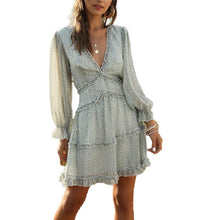 Load image into Gallery viewer, V-neck Floral  Chiffon Bohemian Dress
