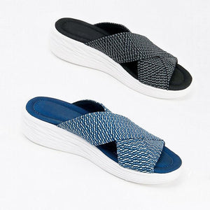 Stretch Cross Orthotic Slide Sandals