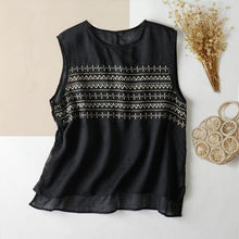 Load image into Gallery viewer, Summer Embroidered Loose Linen Vest
