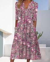 Load image into Gallery viewer, Printed V-neck slip pocket dress
