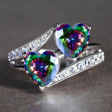 Load image into Gallery viewer, Double Heart Zircon Ring
