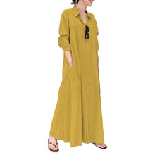 Load image into Gallery viewer, Button Down Solid Long Shirt Dress
