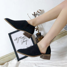 Load image into Gallery viewer, Hollow-Out Low Heel Faux Suede Zipper Ankle Boots
