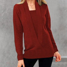 Load image into Gallery viewer, Women&#39;s V Neck Long Sleeve Knit Sweater
