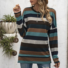Load image into Gallery viewer, Round Neck Striped All-match Sweatshirt
