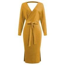Load image into Gallery viewer, Elegant V-Neck Wrap Sweater Dress
