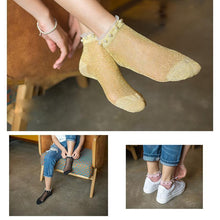 Load image into Gallery viewer, Harajuku Vintage Glitter Silver Women&#39;s socks
