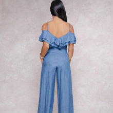 Load image into Gallery viewer, Sling Low-cut Ruffled Wide-leg Jumpsuit
