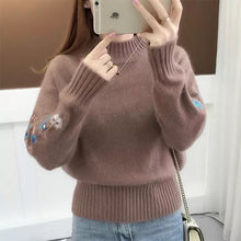 Load image into Gallery viewer, Flower Embroidery Sweater
