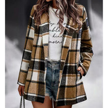 Load image into Gallery viewer, Check Print Long Sleeve Pocket Wool Jacket
