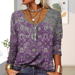 U Neck Button T-Shirt