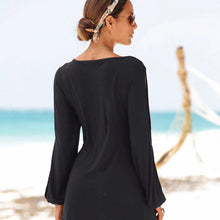 Load image into Gallery viewer, Round Neck Slit Sleeves Shift Dress
