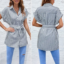 Load image into Gallery viewer, Women&#39;s Summer Striped Short Sleeve T Shirt Dress
