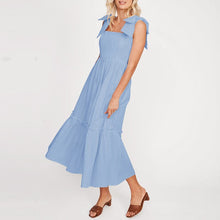 Load image into Gallery viewer, Plain Lace-Up Ruffle Dress
