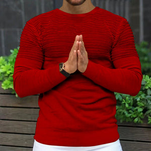 Pleated Solid Colour Stretch-slim Sports Sweater