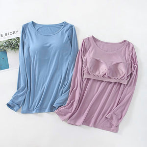 Women's Long Sleeve T-Shirt With Chest Pad