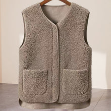 Load image into Gallery viewer, Ladies Faux Sherpa Sleeveless V-Neck Vest
