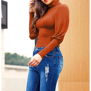 Women's Long Sleeve Slim Fit Turtleneck Basic T-Shirts