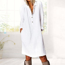 Load image into Gallery viewer, Solid Color Lapel Long Sleeve Dress
