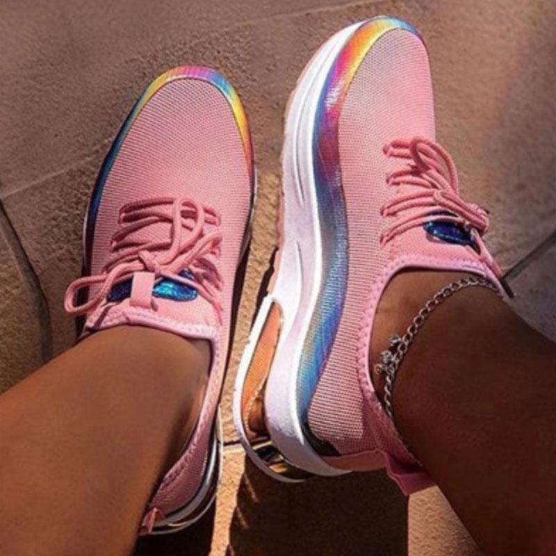 Colorblock Lace-up Breathable Sneakers