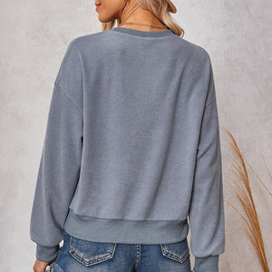 Solid Color Crew Neck Sweater
