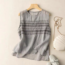 Load image into Gallery viewer, Summer Embroidered Loose Linen Vest
