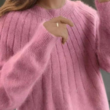 Load image into Gallery viewer, Cashmere Solid Color Fluffy Knitting Sweater

