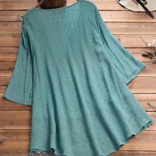 Load image into Gallery viewer, Jacquard Pleated Lace Hollow Out V-neck Plus Size Blouse
