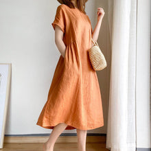 Load image into Gallery viewer, Simple Solid Color Short Sleeve Dress
