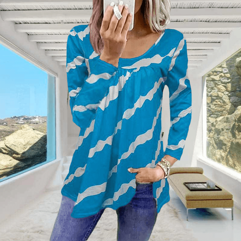 Striped Print Loose Long Sleeve T-Shirt