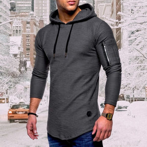 Men'S Casual Hooded Solid Color Zipper Sweatshirts