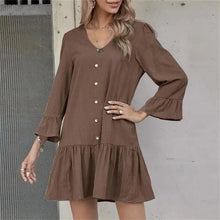 Load image into Gallery viewer, Pleated Bell Sleeve Dress
